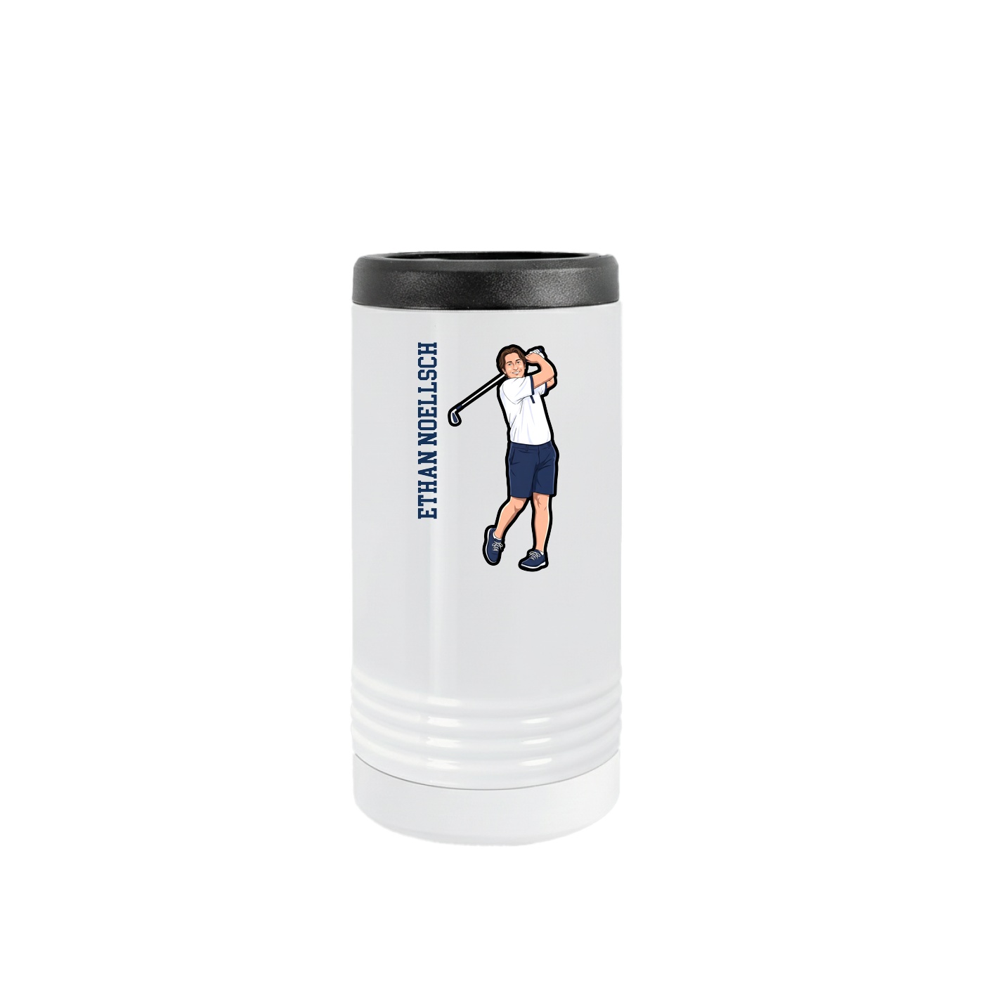 Slim Beverage Holder — Name Vertical in White