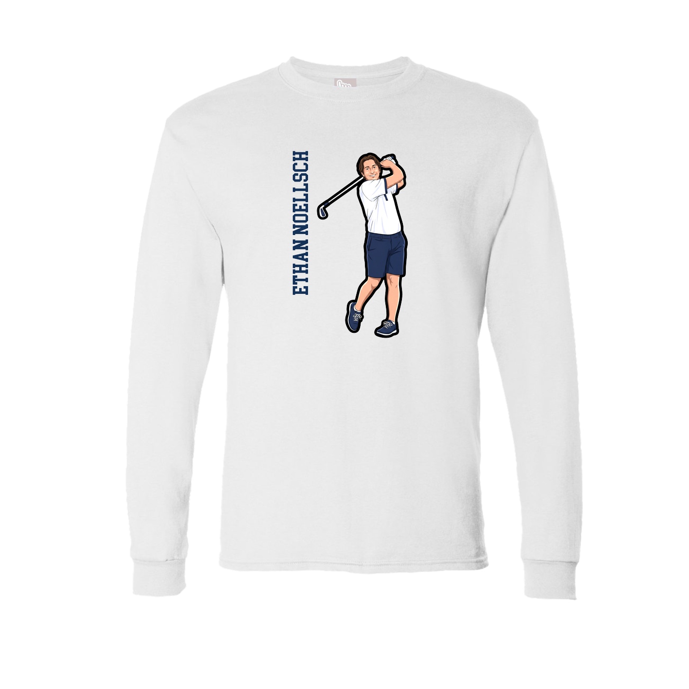Long Sleeve Tee — Name Vertical in White
