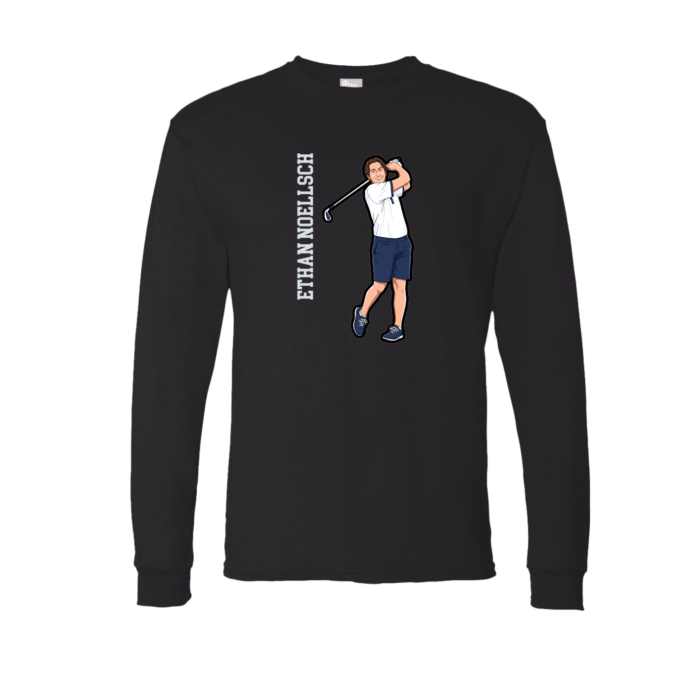 Long Sleeve Tee — Name Vertical in Black