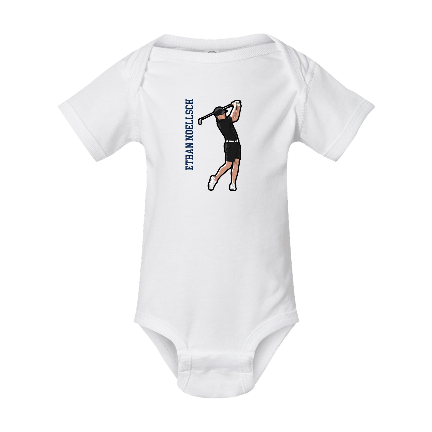 Baby Onesie — Name Vertical in White