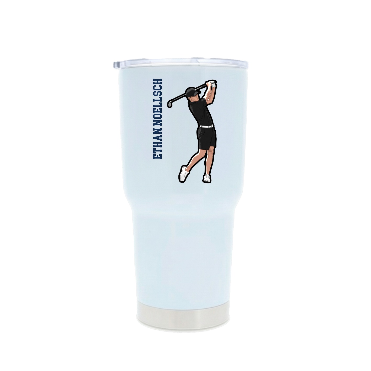 30oz Stainless Steel Tumbler — Name Vertical in White