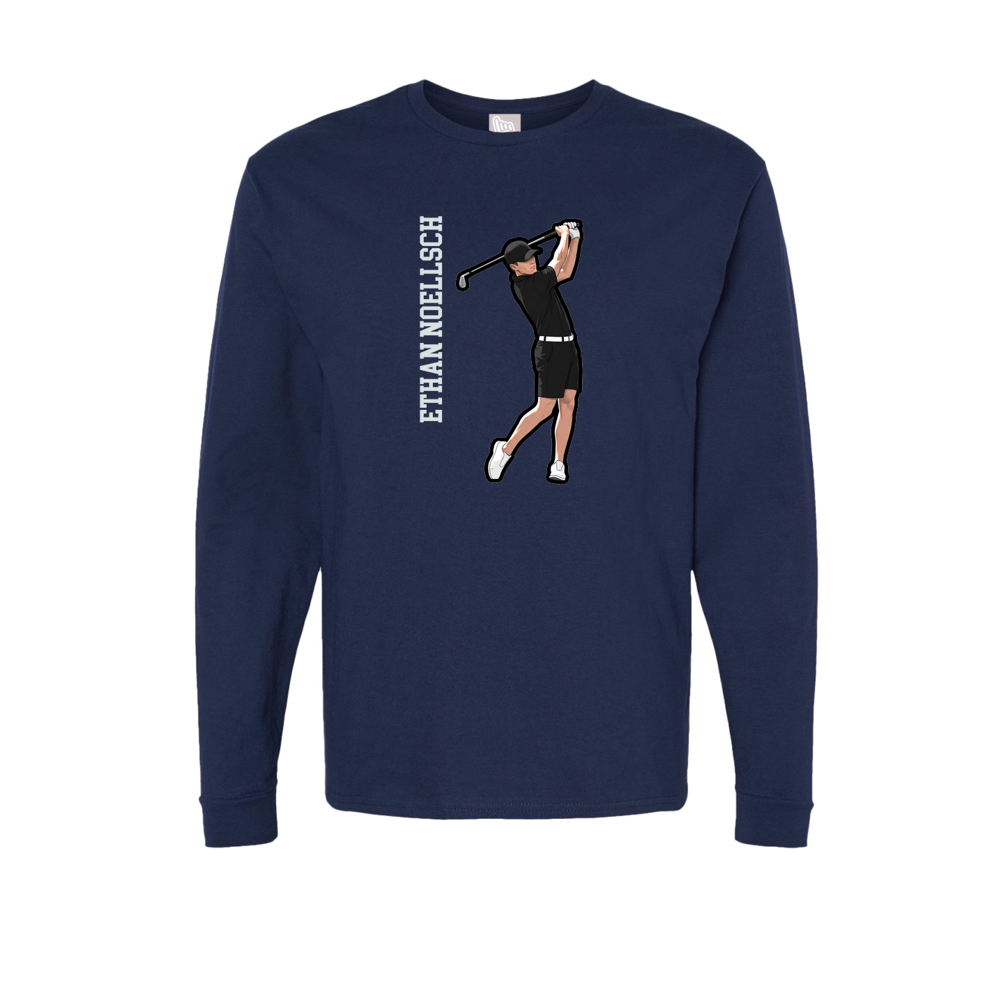 Long Sleeve Tee — Name Vertical in Navy