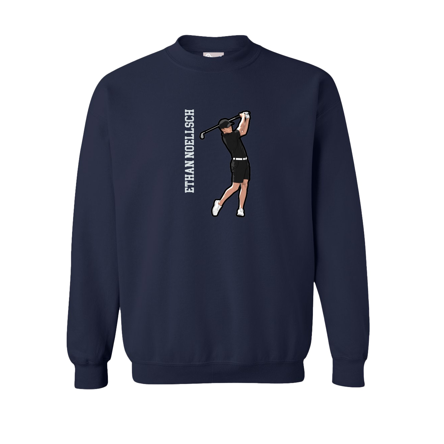 Fleece Crew — Name Vertical in Navy