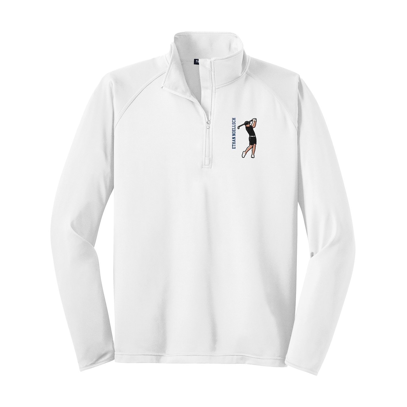 Q-Zip Pullover — Name Vertical in White