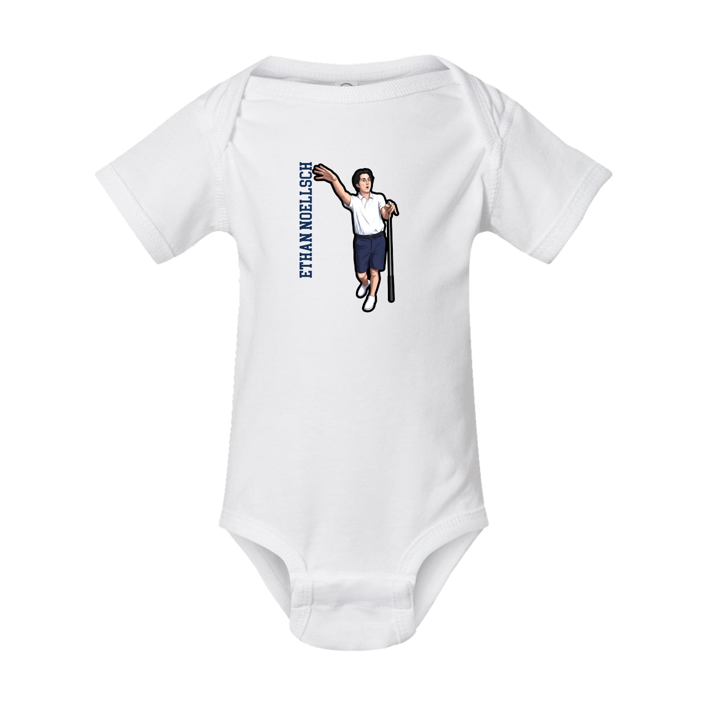 Baby Onesie — Name Vertical in White