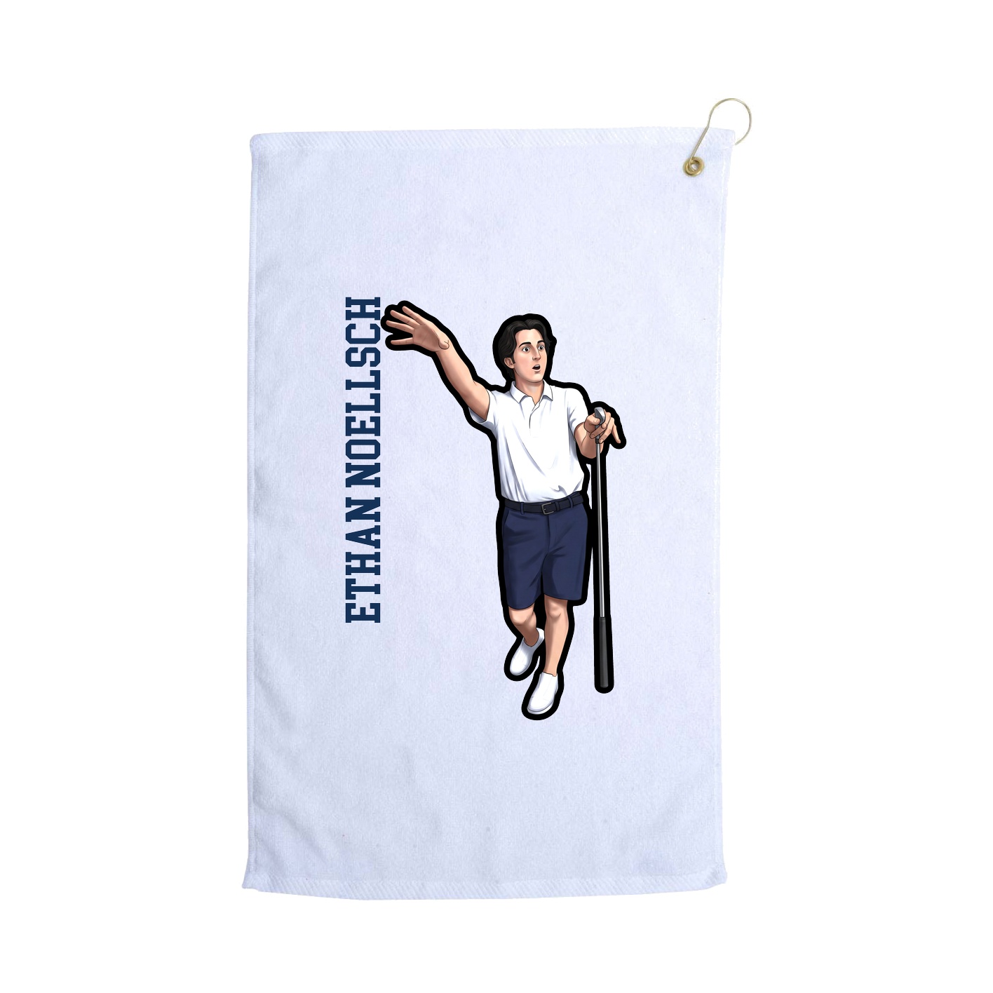 Golf Towel — Name Vertical in White