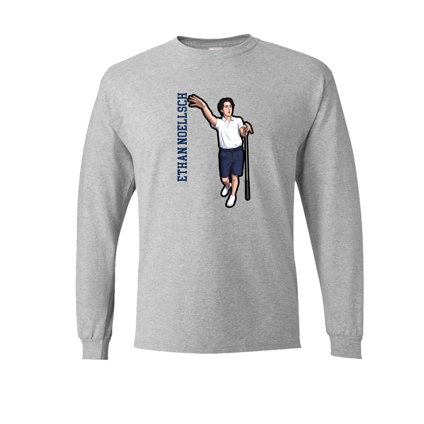 Long Sleeve Tee — Name Vertical in Grey