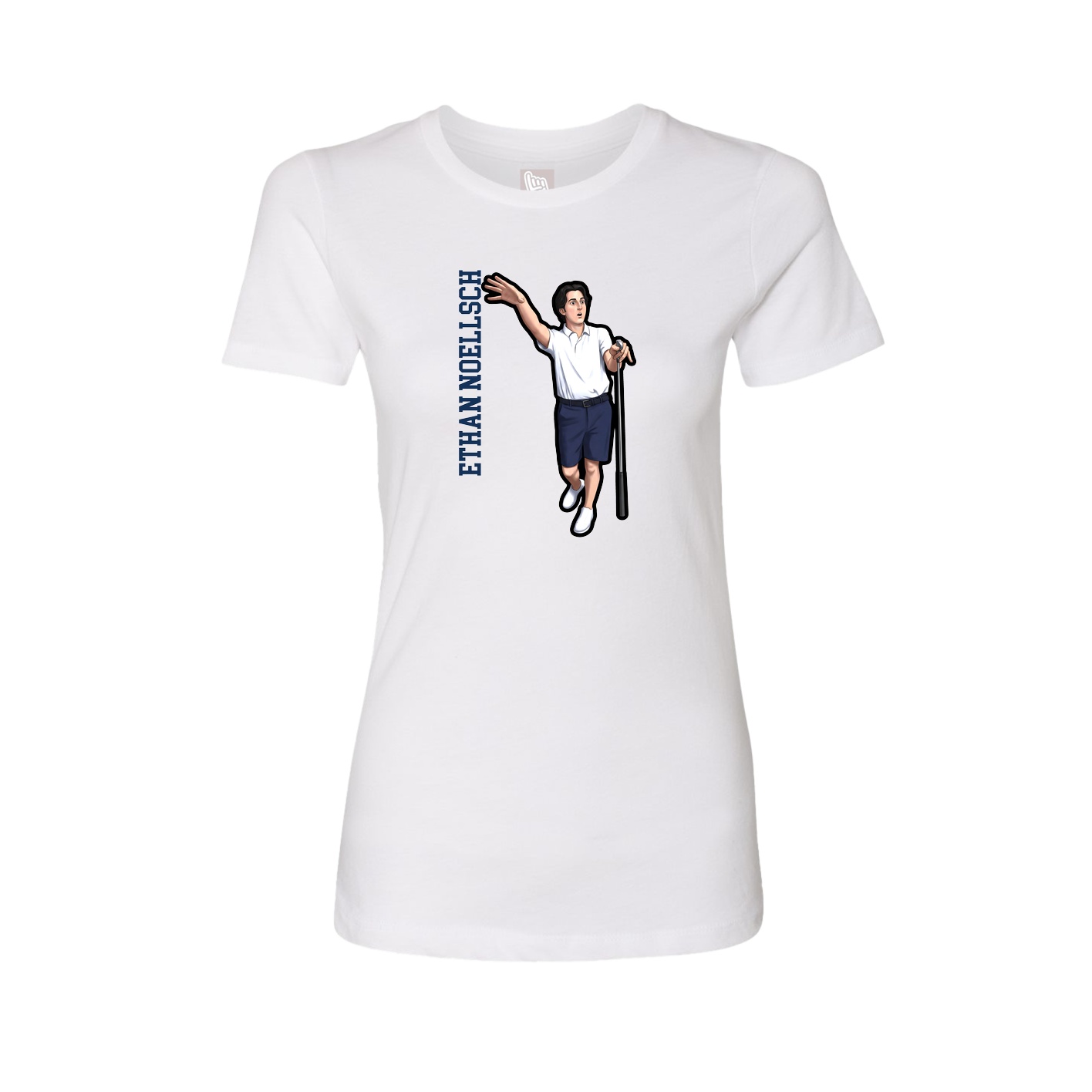 Womens Tee — Name Vertical in White