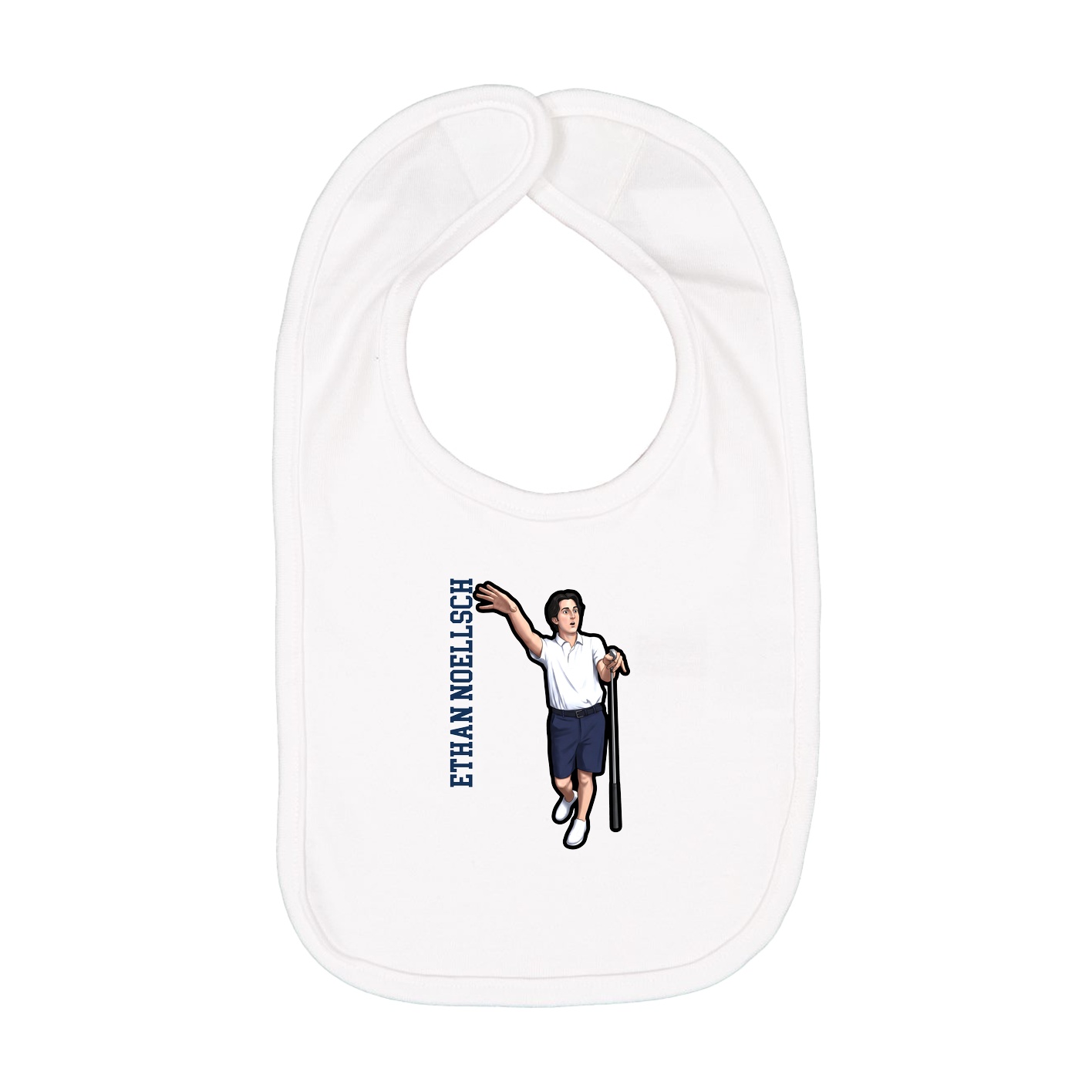 Infant Bib — Name Vertical in White