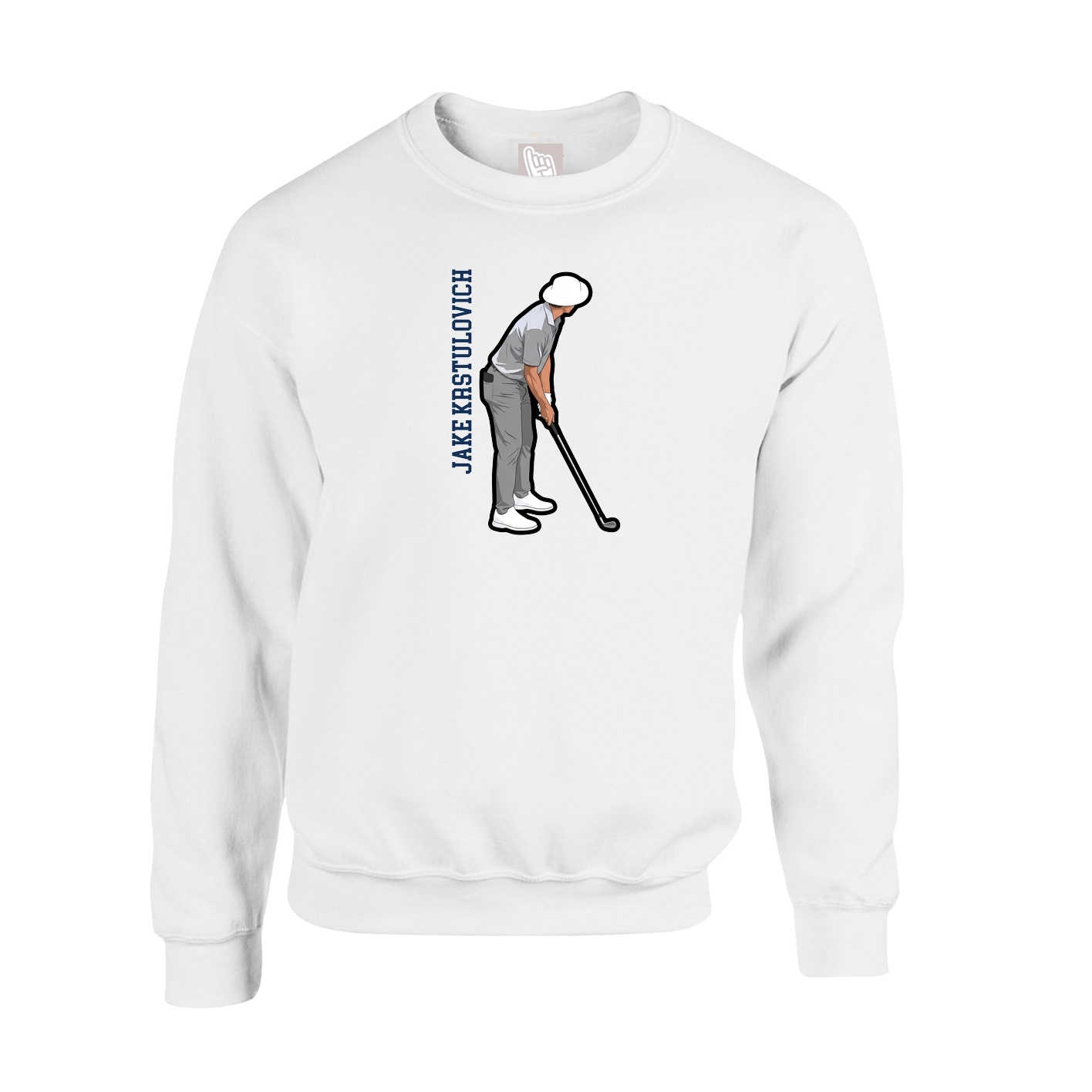 Fleece Crew — Name Vertical in White