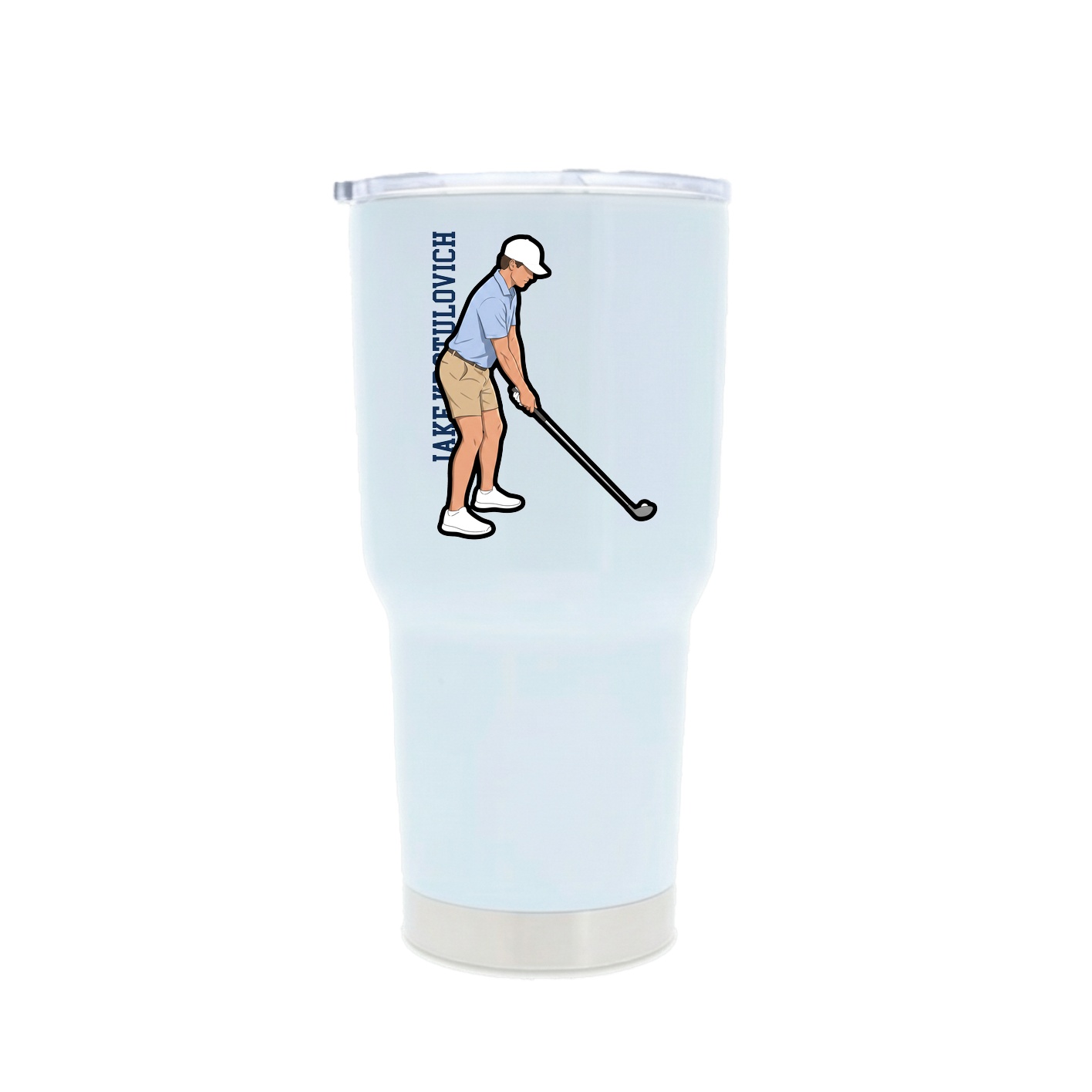 30oz Stainless Steel Tumbler — Name Vertical in White