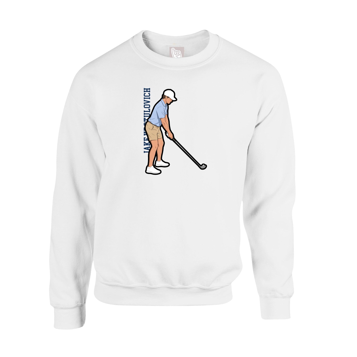Fleece Crew — Name Vertical in White