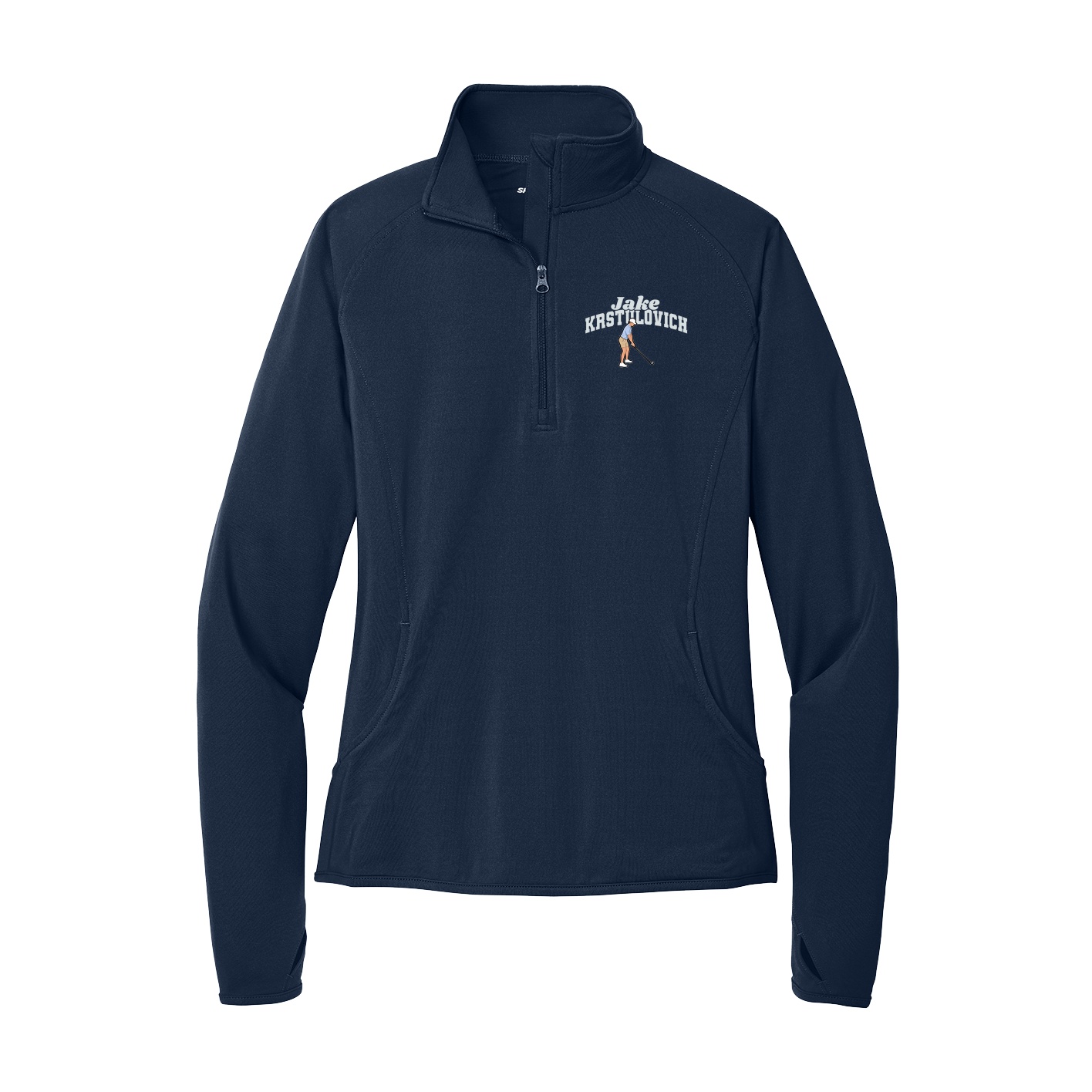 Women's Q-Zip Pullover — Signature Arch in Navy
