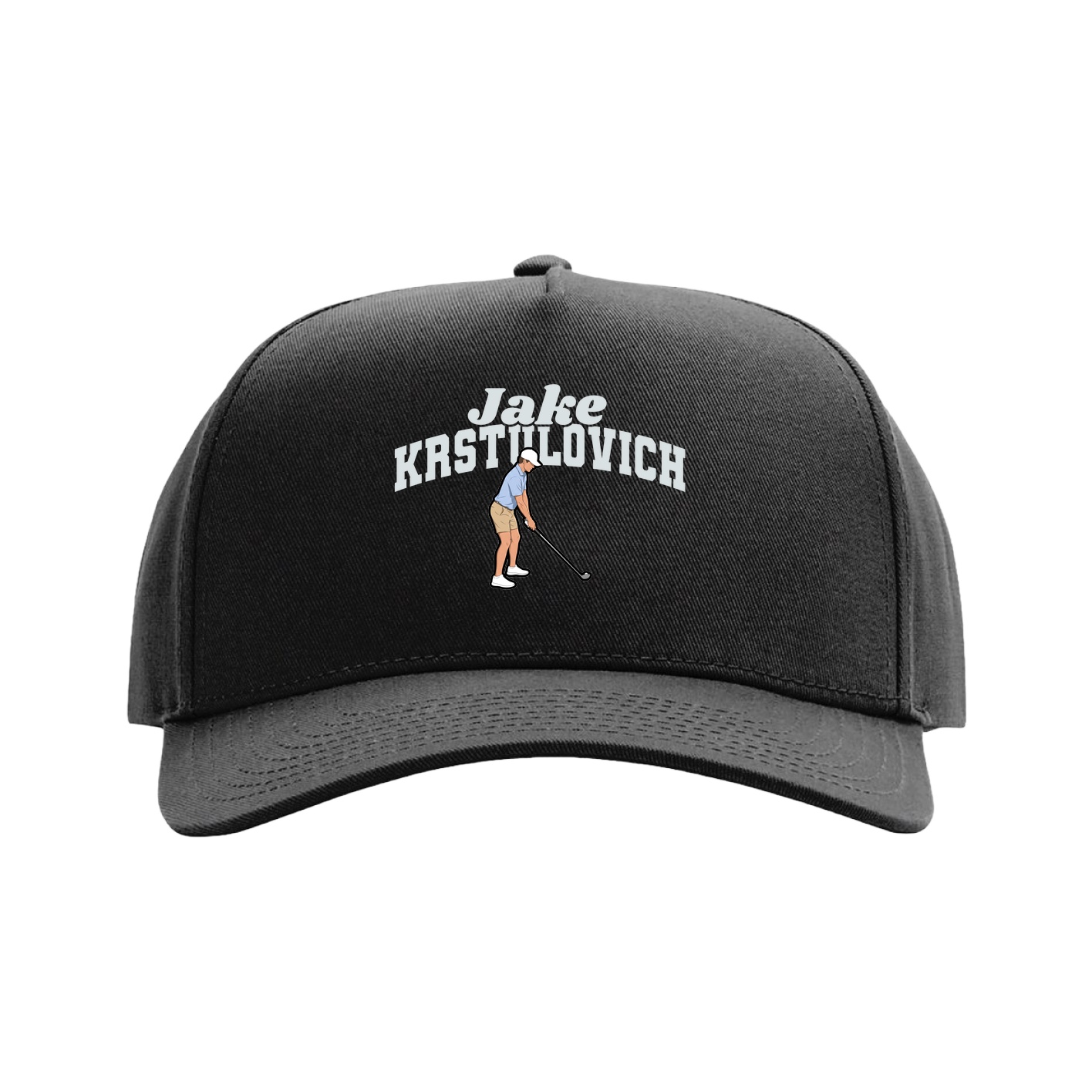 Full Fabric Five-Panel Champ Cap — Signature Arch in Black
