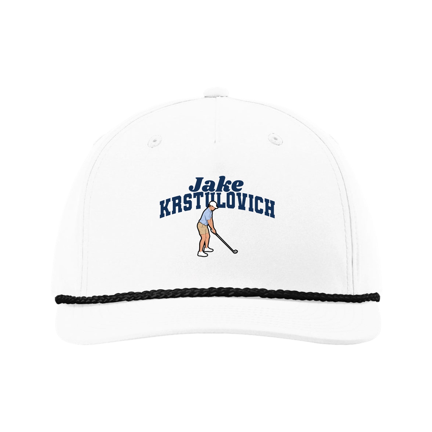 Five-Panel Classic Rope Cap — Signature Arch in White