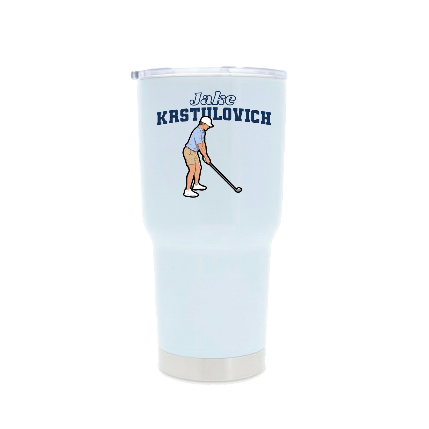 30oz Stainless Steel Tumbler — Name Arch in White