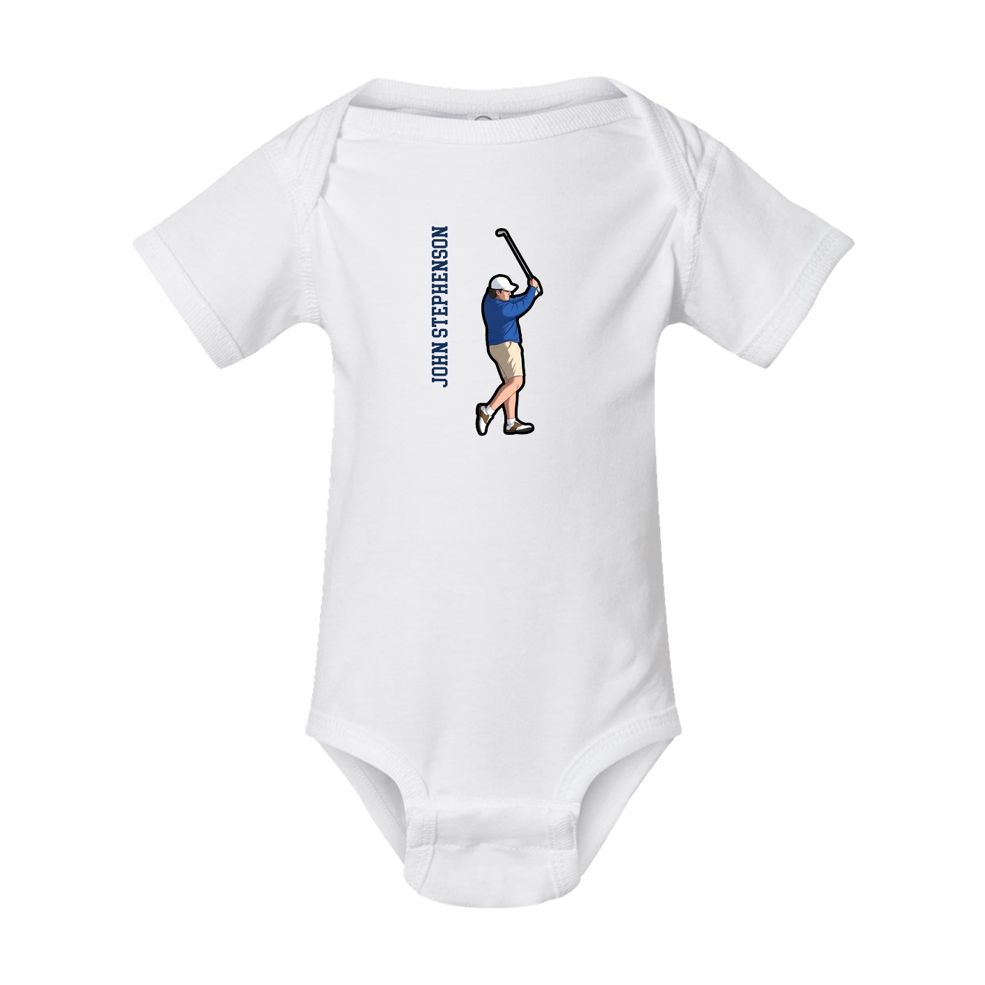Baby Onesie — Name Vertical in White