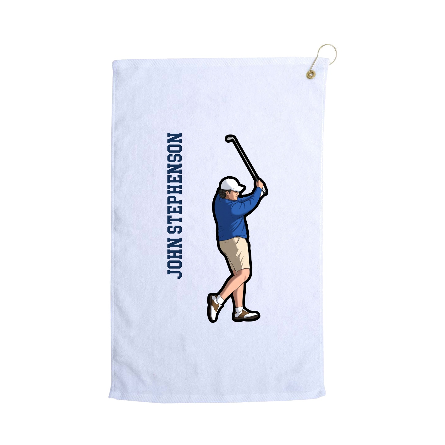 Golf Towel — Name Vertical in White