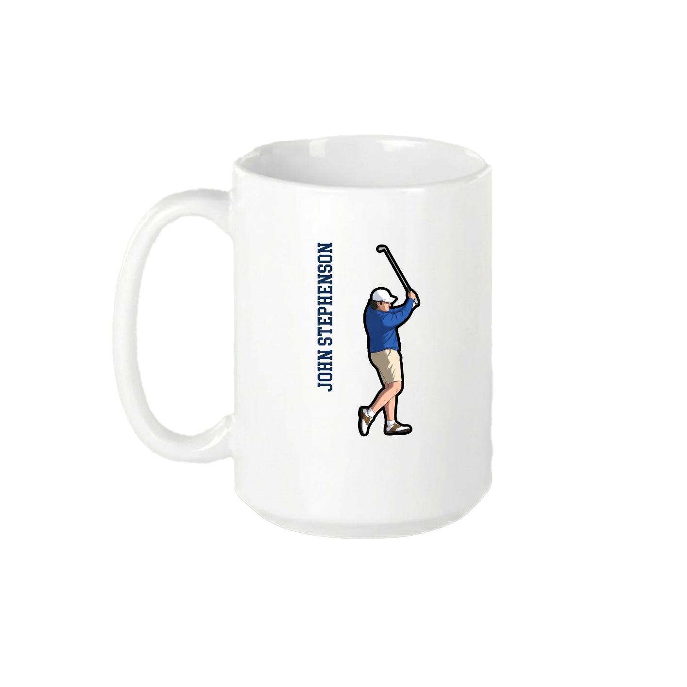 15oz Coffee Mug — Name Vertical in White