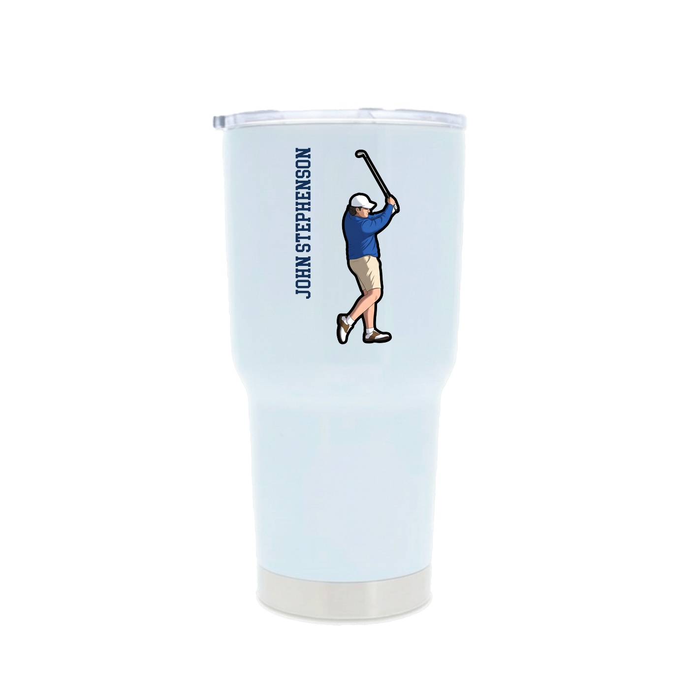 30oz Stainless Steel Tumbler — Name Vertical in White