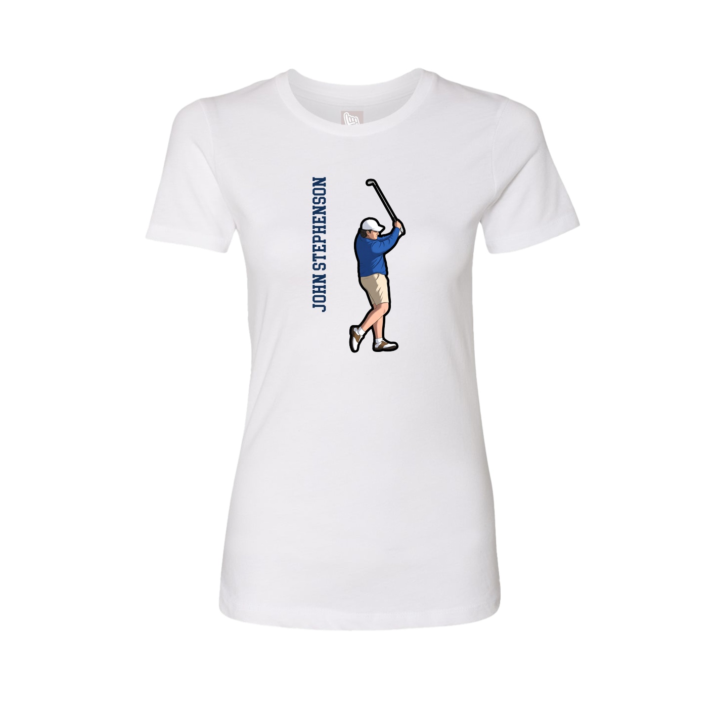 Womens Tee — Name Vertical in White