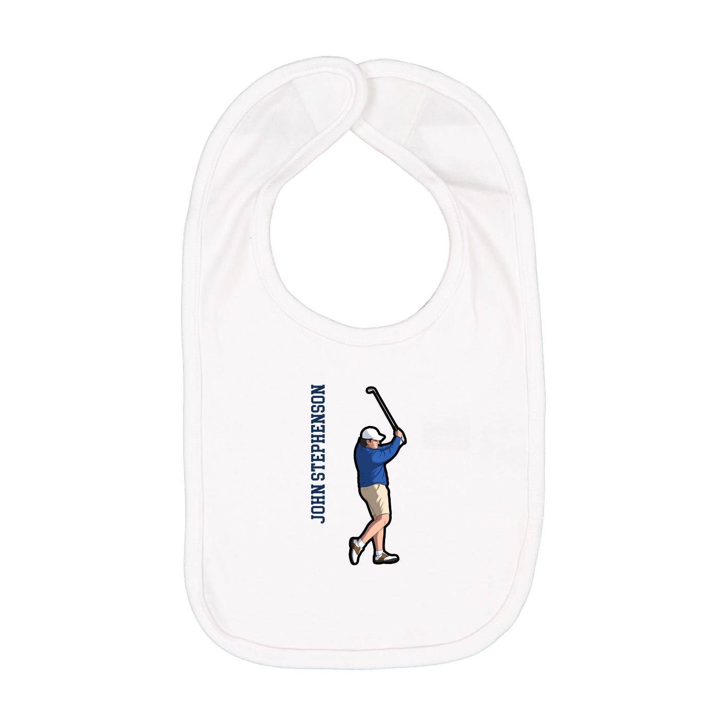 Infant Bib — Name Vertical in White