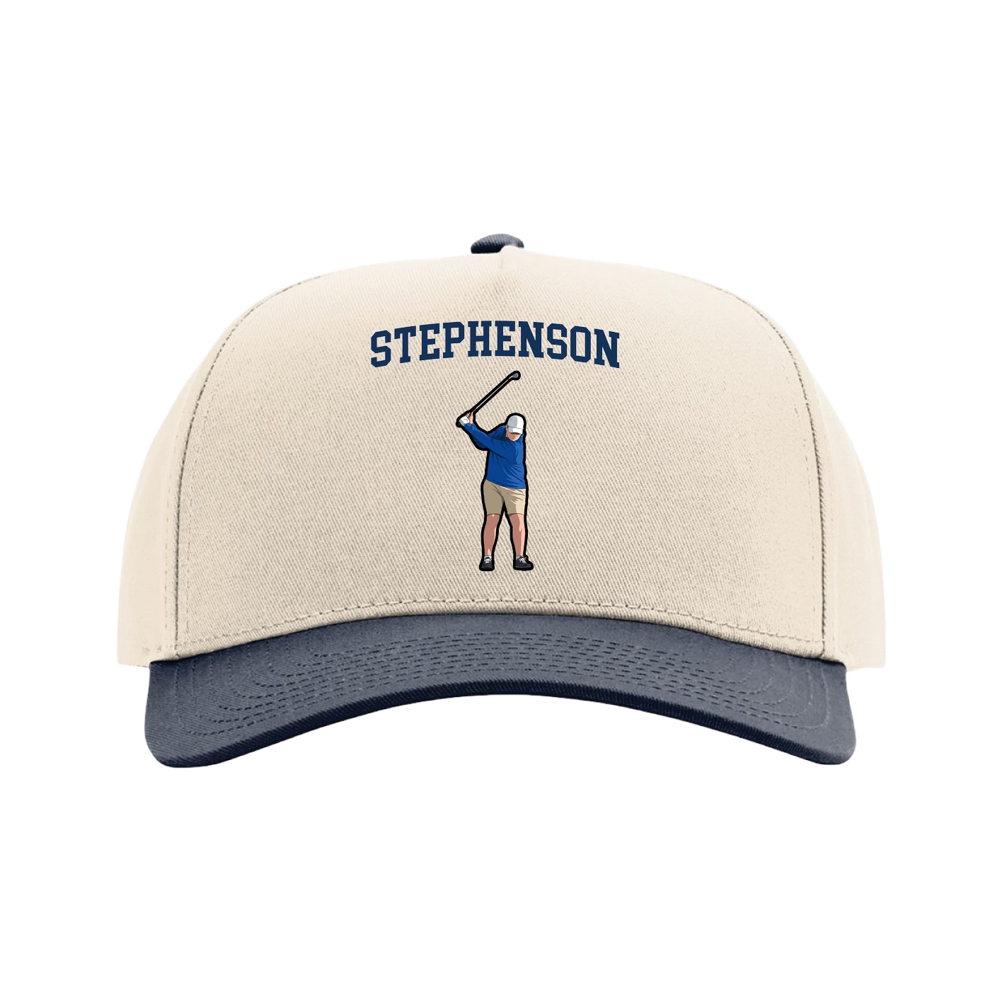 Full Fabric Five-Panel Champ Cap — Shirsey in Cream/Navy