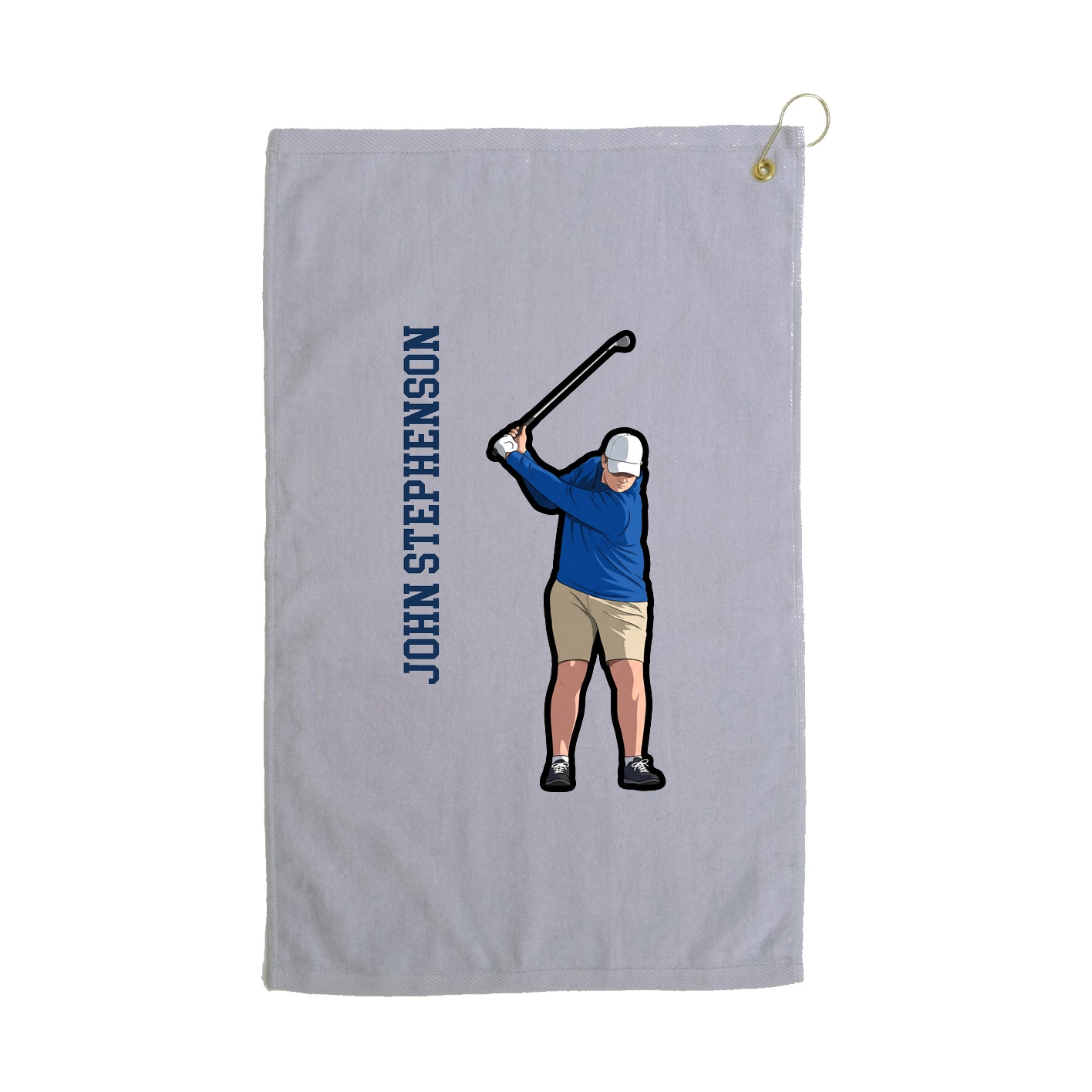 Golf Towel — Name Vertical in Grey