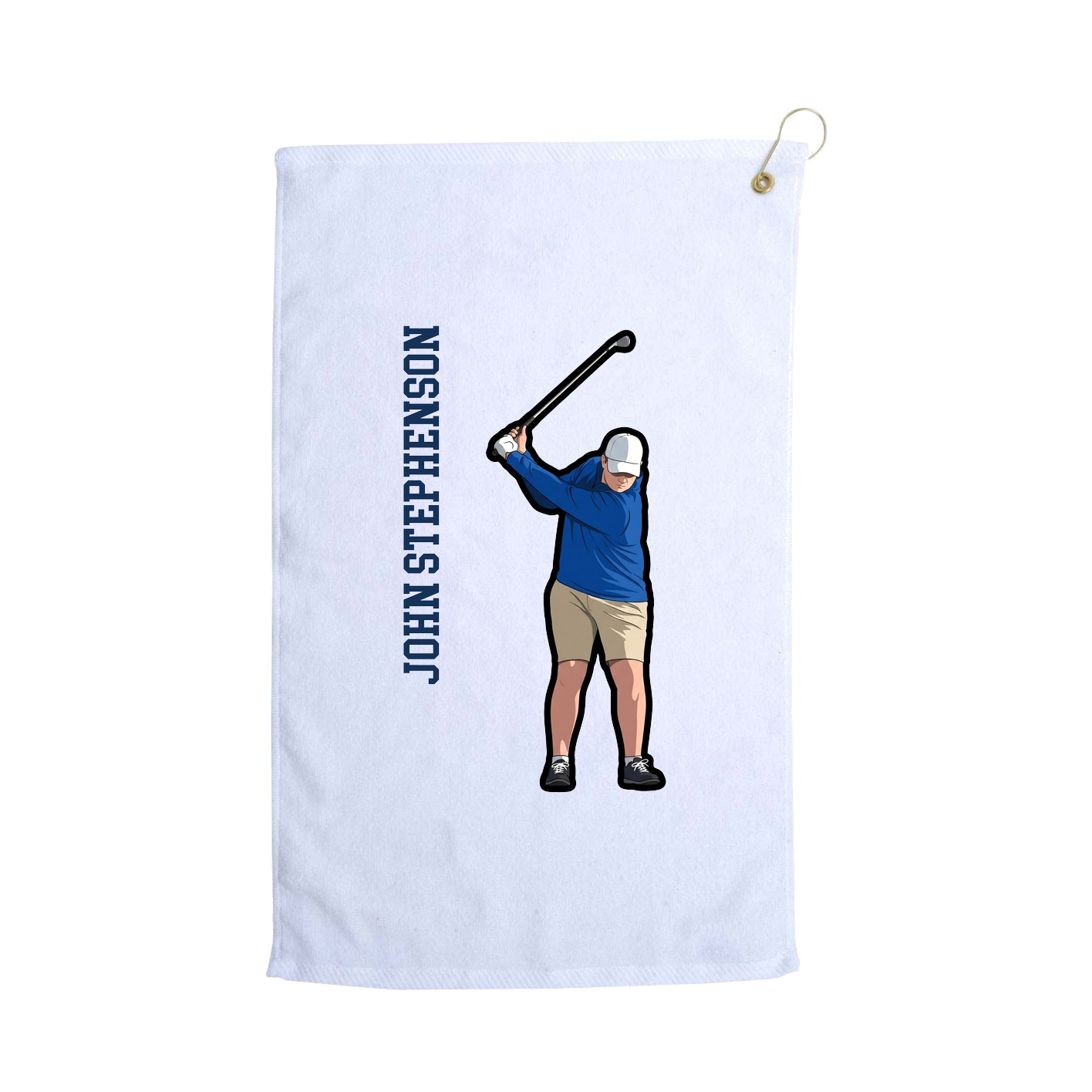 Golf Towel — Name Vertical in White