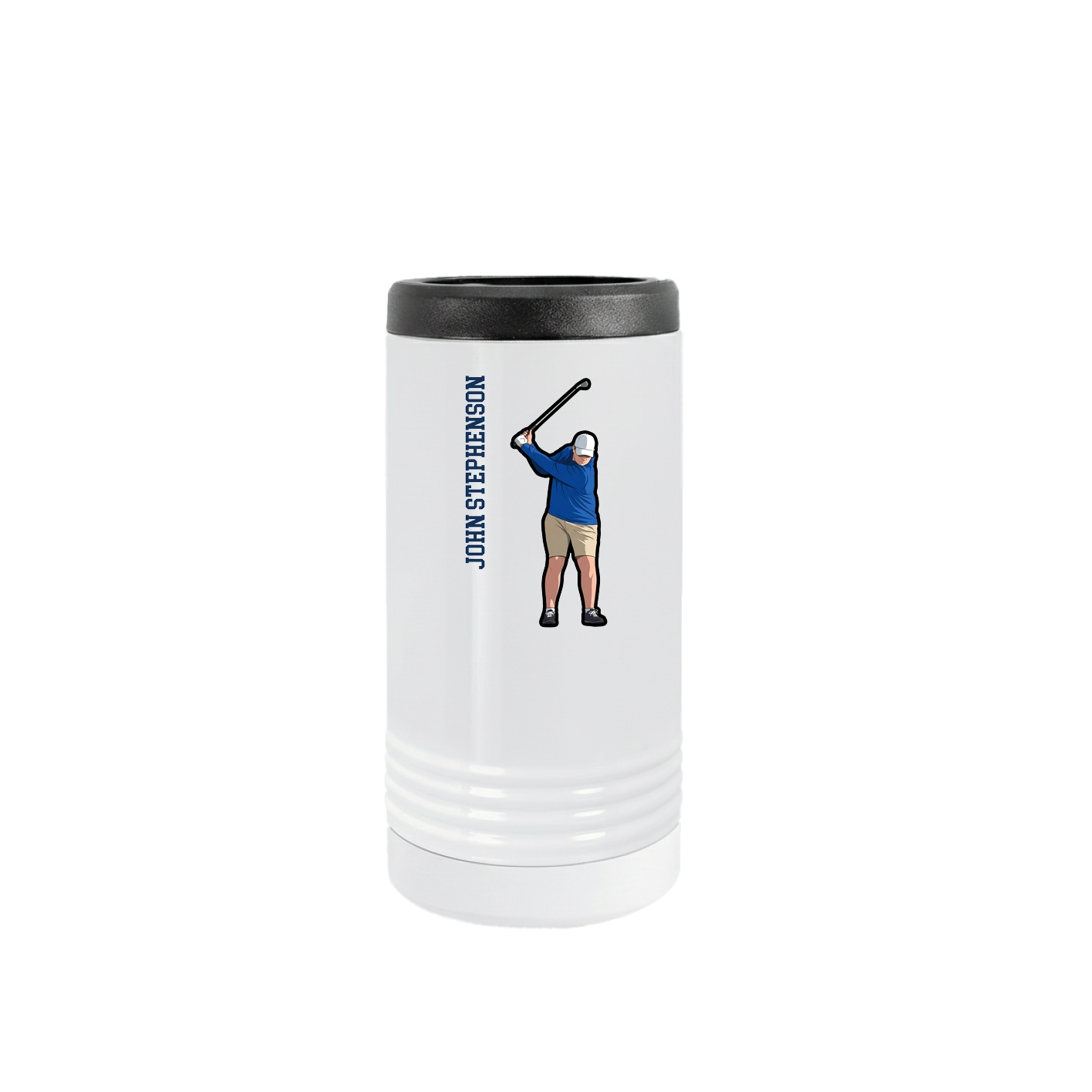 Slim Beverage Holder — Name Vertical in White