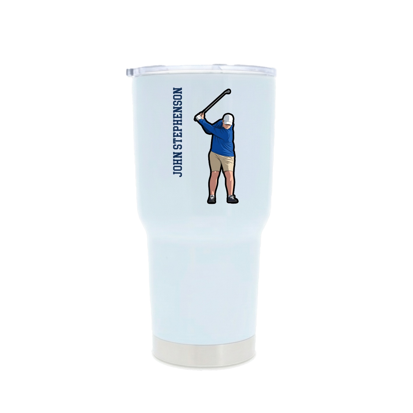30oz Stainless Steel Tumbler — Name Vertical in White