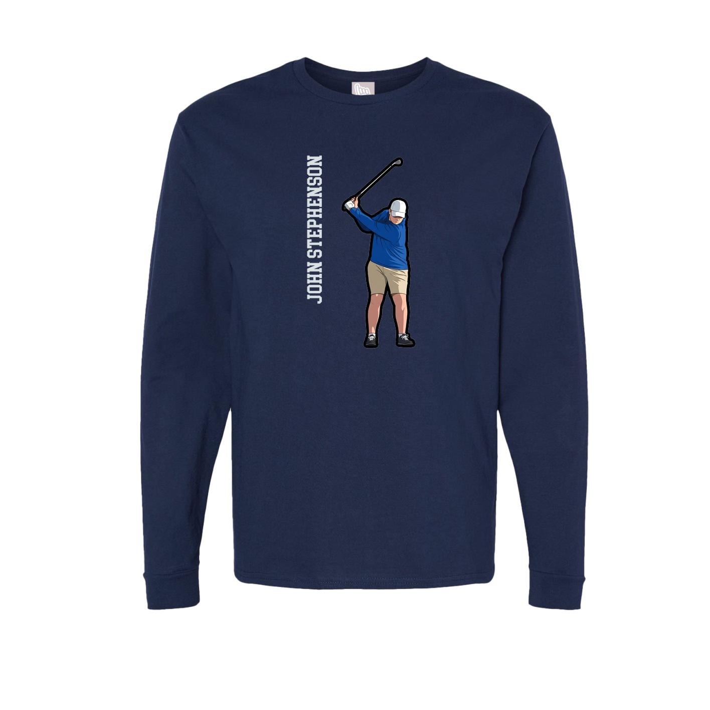 Long Sleeve Tee — Name Vertical in Navy