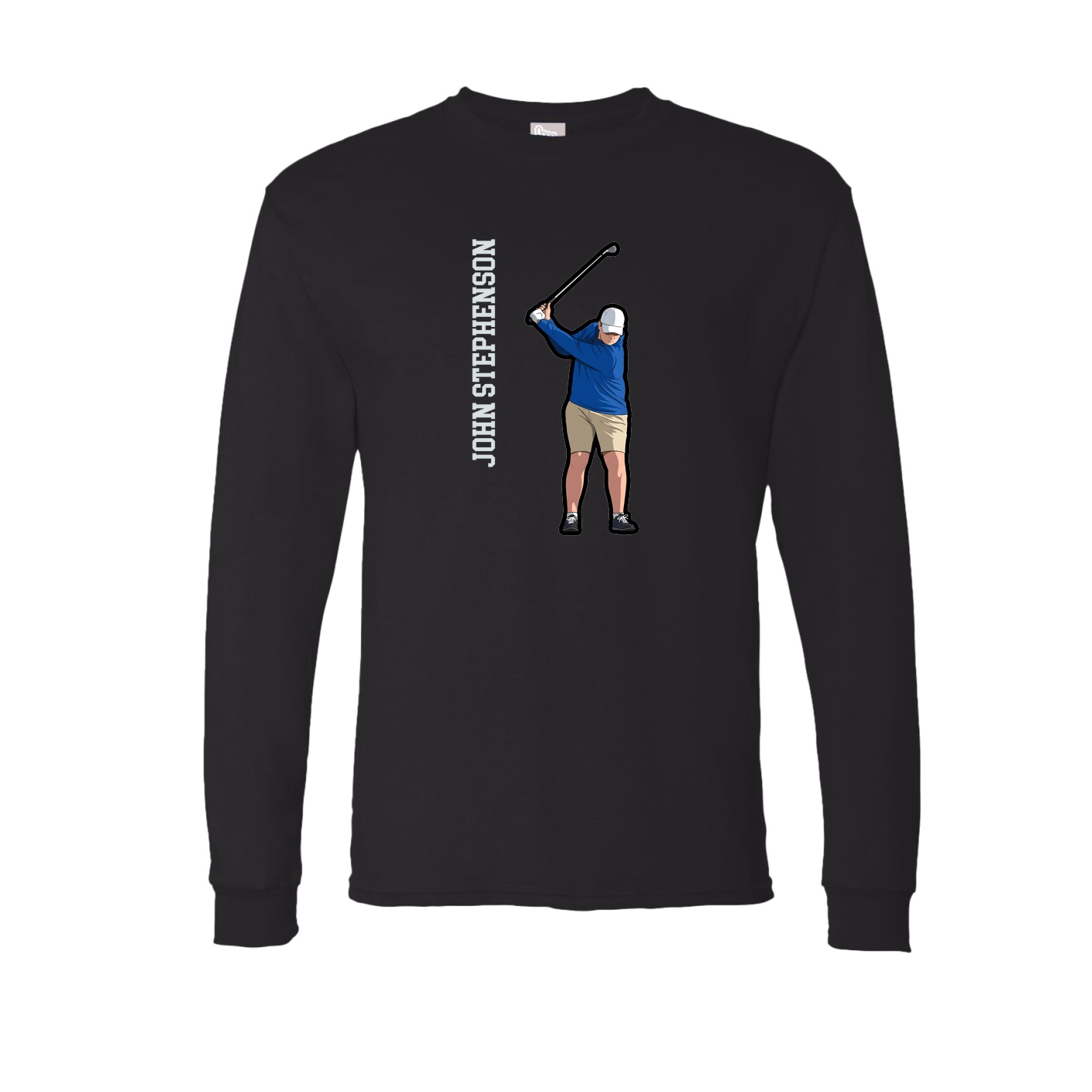 Long Sleeve Tee — Name Vertical in Black