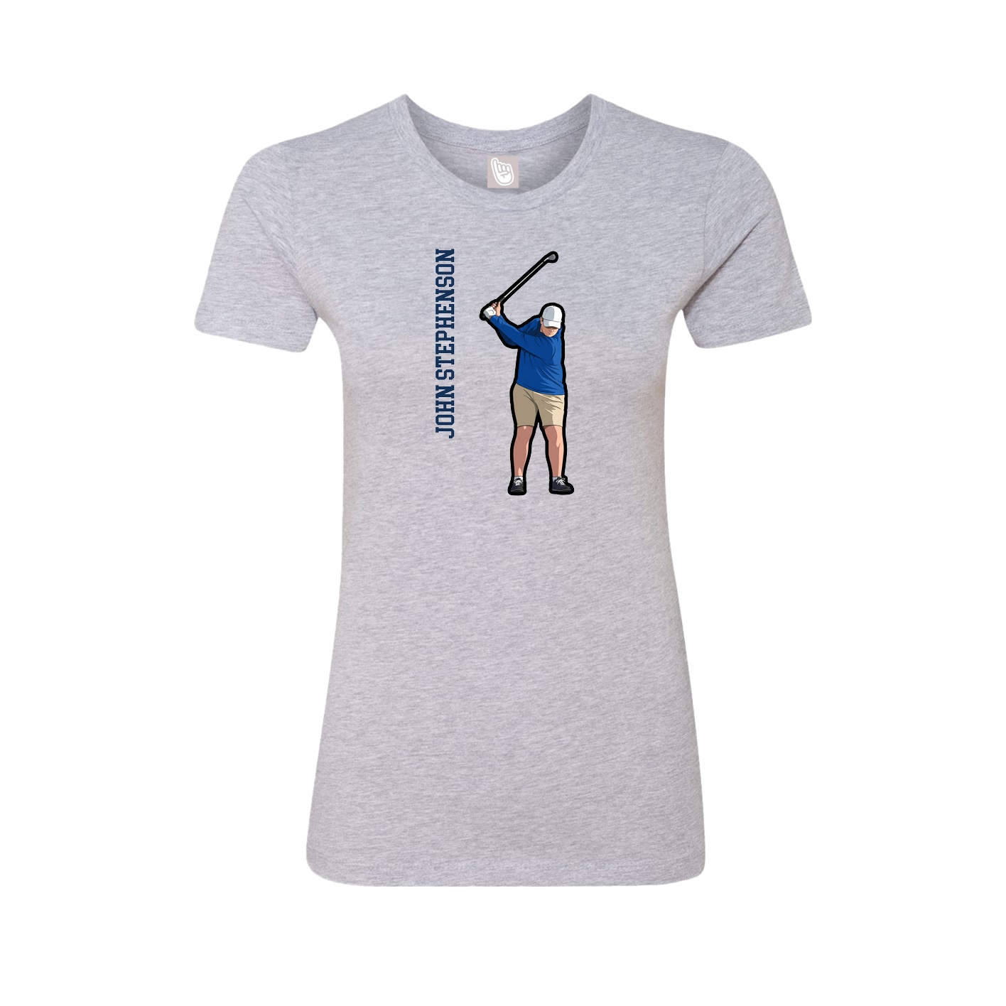 Fitted Women's Tee — Name Vertical in Grey