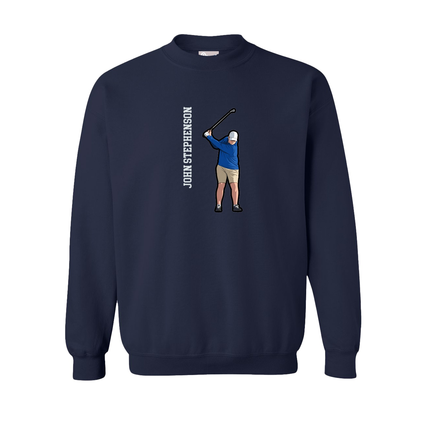 Fleece Crew — Name Vertical in Navy