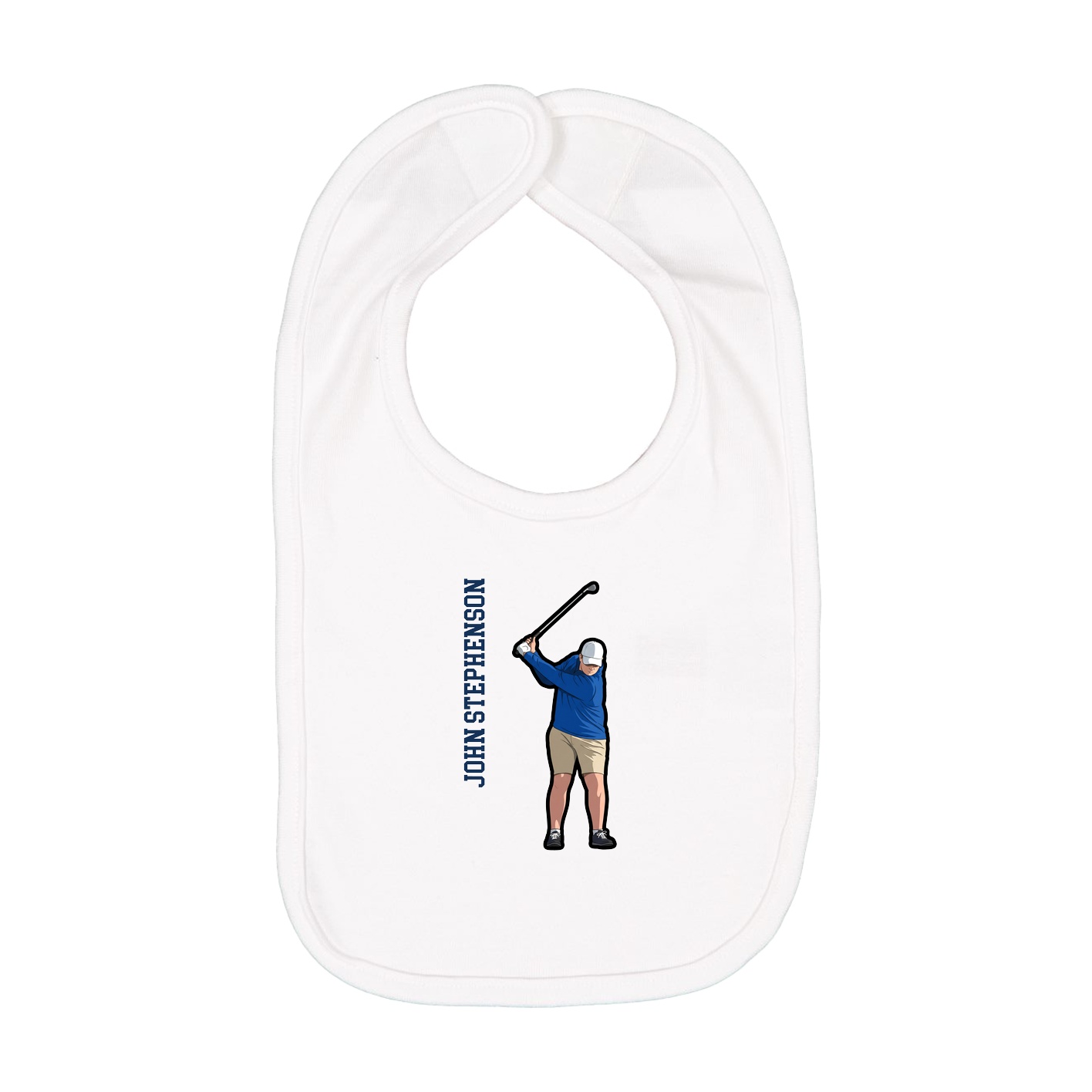 Infant Bib — Name Vertical in White