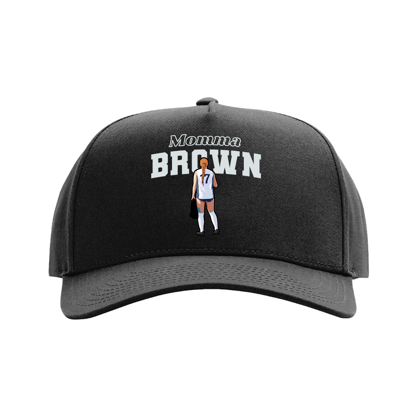 Full Fabric Five-Panel Champ Cap — Mothers Day Block in Black