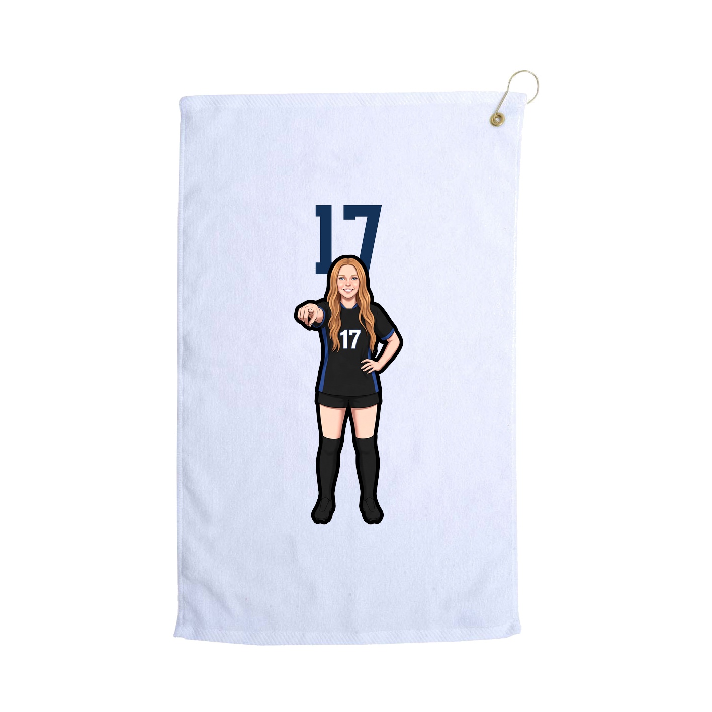 Golf Towel — Number Top in White