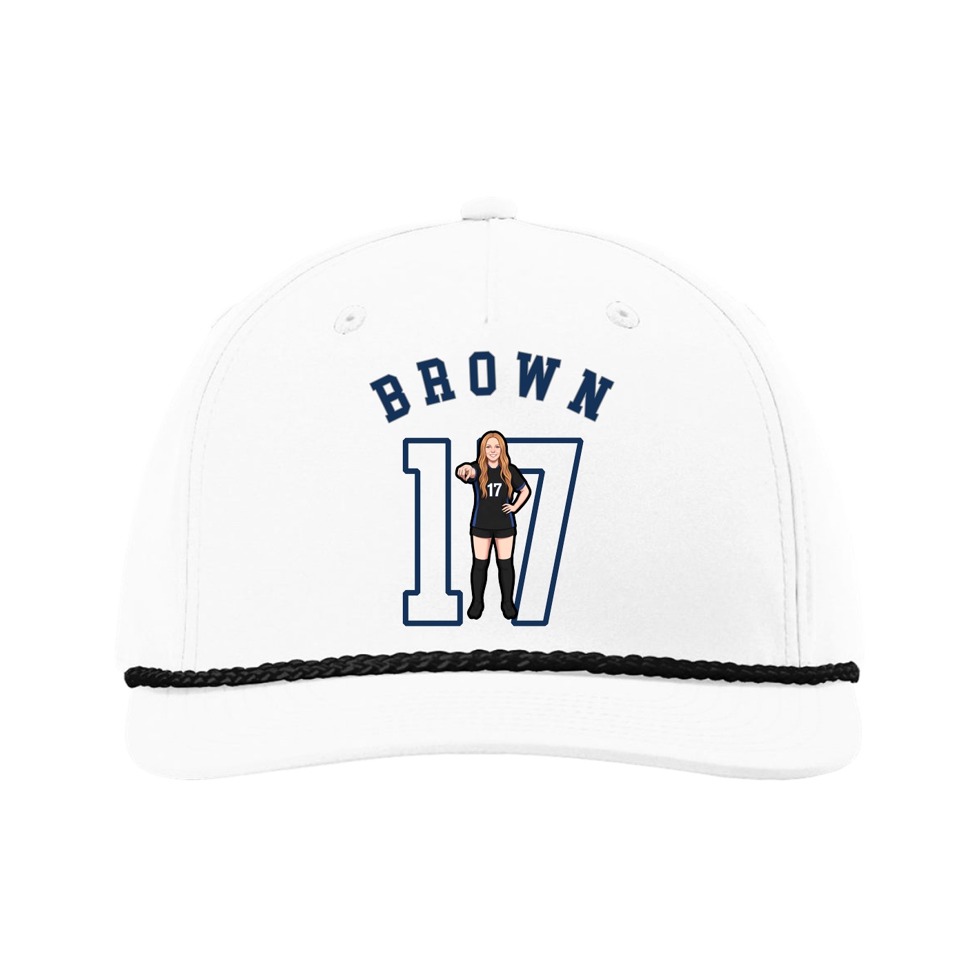 Five-Panel Classic Rope Cap — Shirsey Arch in White
