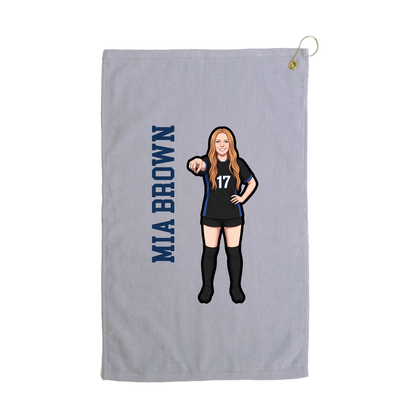 Golf Towel — Name Vertical in Grey