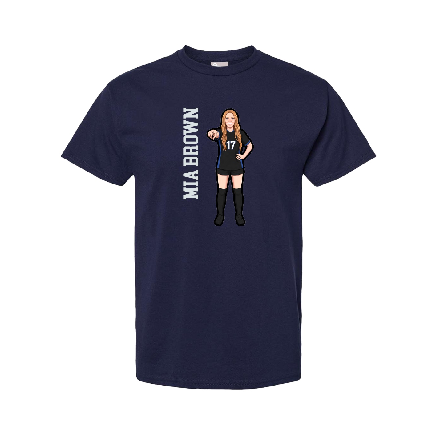 Tee — Name Vertical in Navy