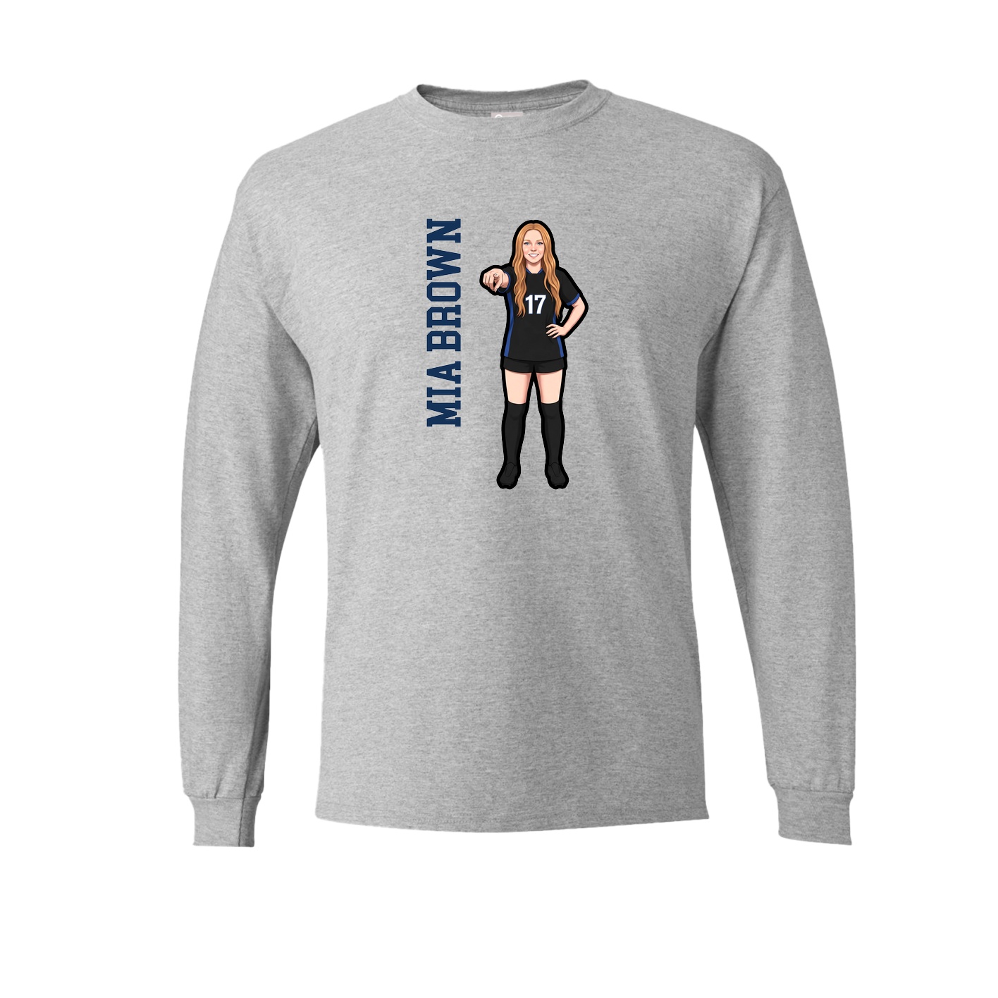 Long Sleeve Tee — Name Vertical in Grey