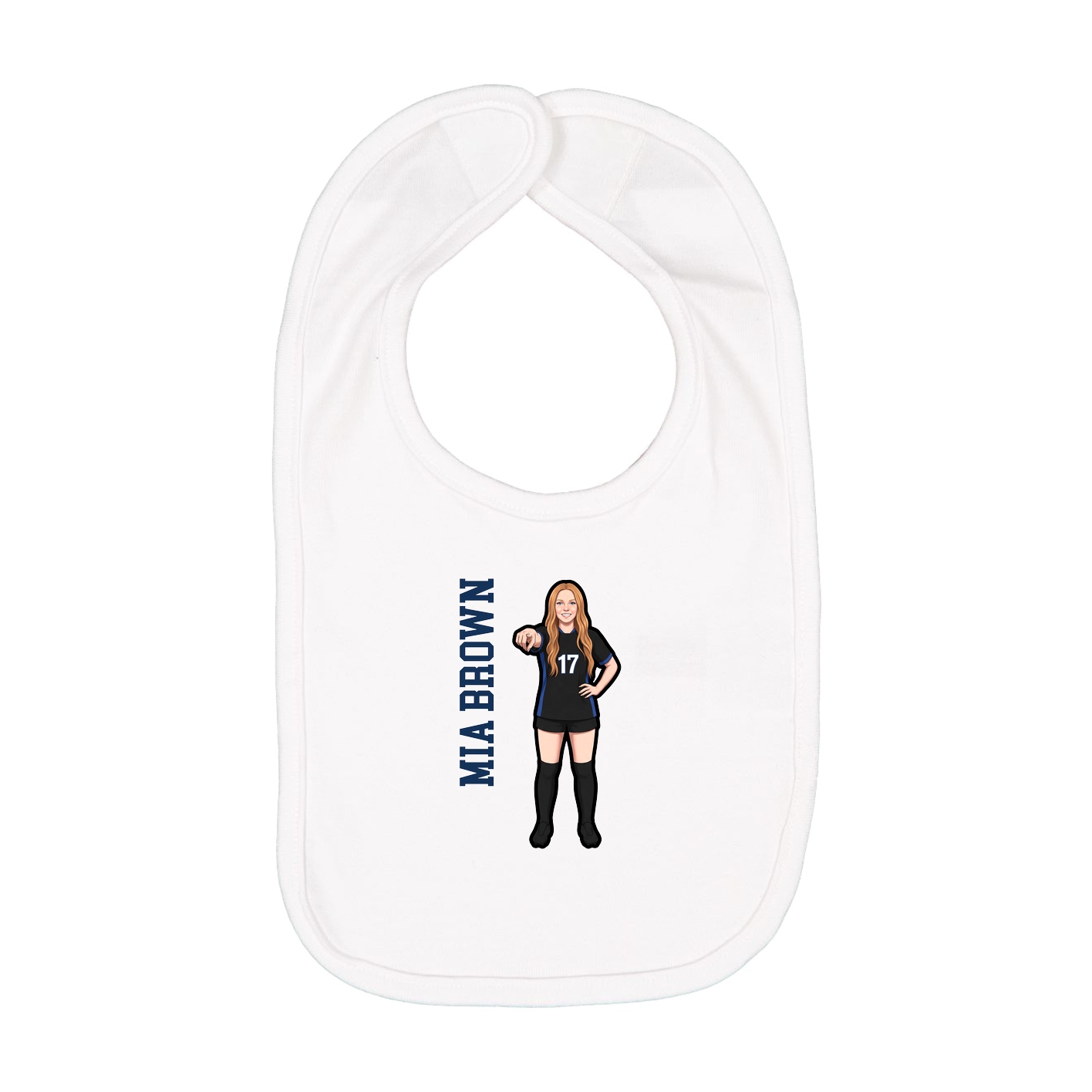 Infant Bib — Name Vertical in White