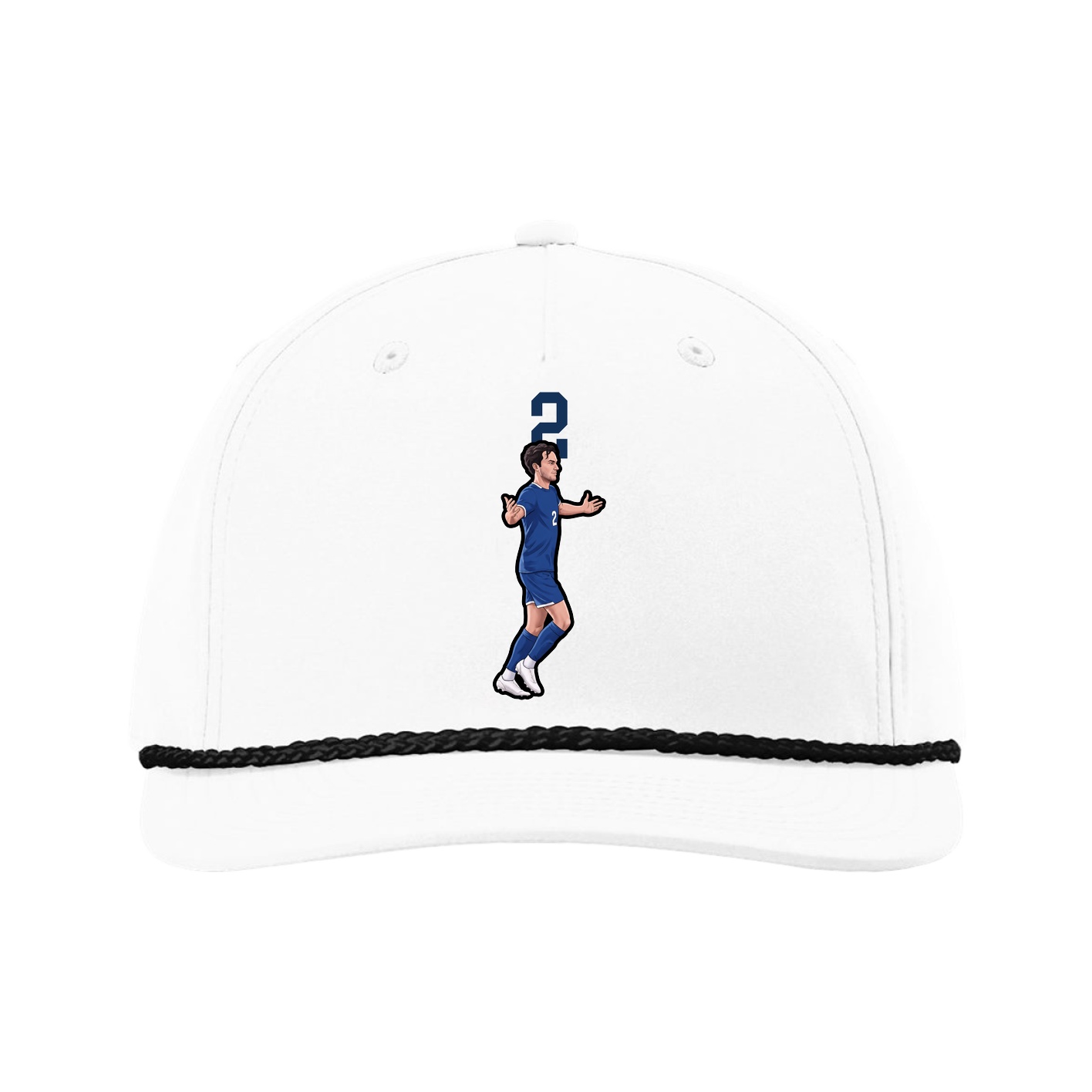 Five-Panel Classic Rope Cap — Number Top in White