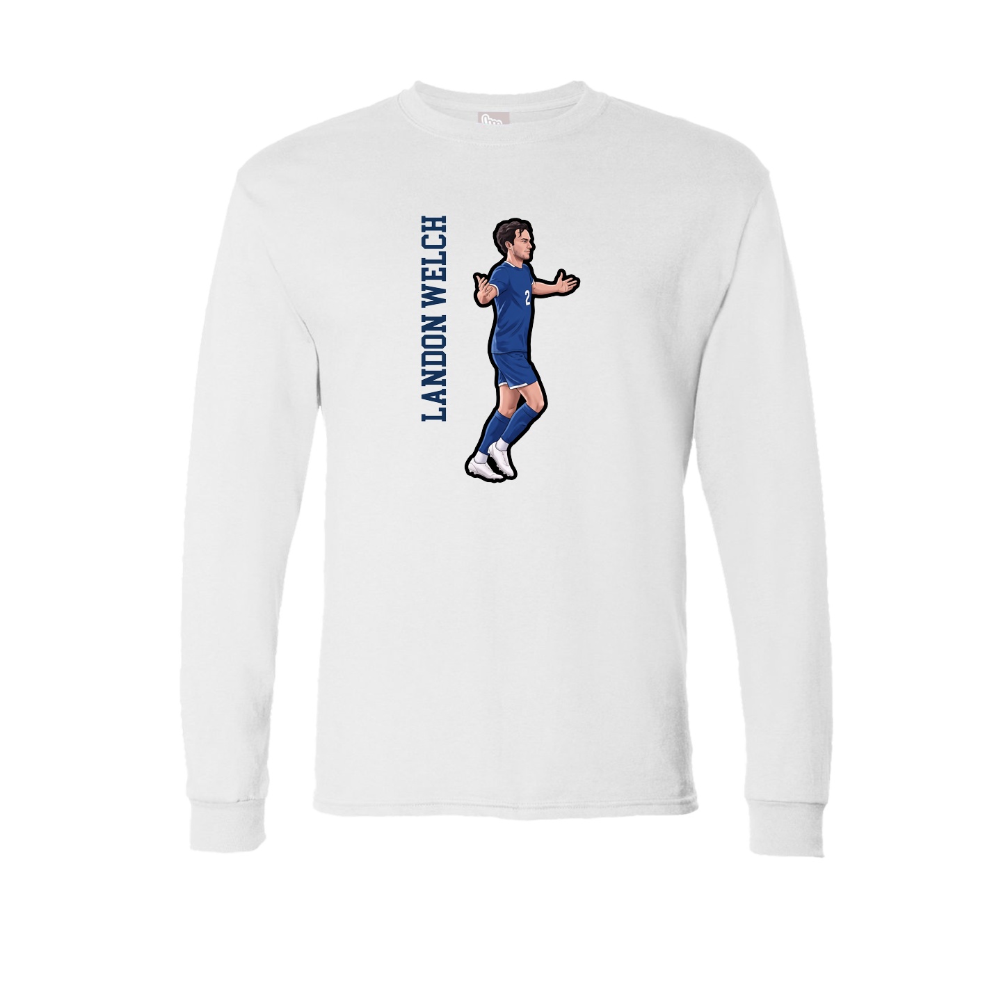 Long Sleeve Tee — Name Vertical in White