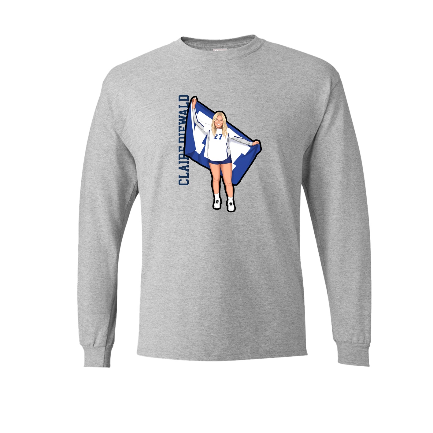 Long Sleeve Tee — Name Vertical in Grey