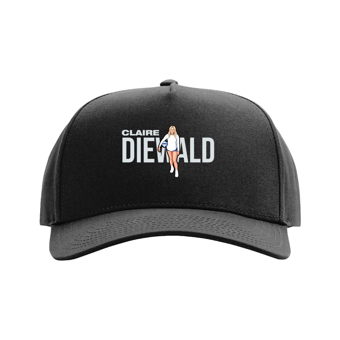 Full Fabric Five-Panel Champ Cap — Player Name in Black