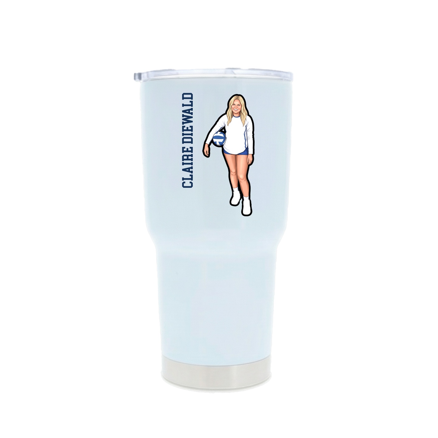 30oz Stainless Steel Tumbler — Name Vertical in White