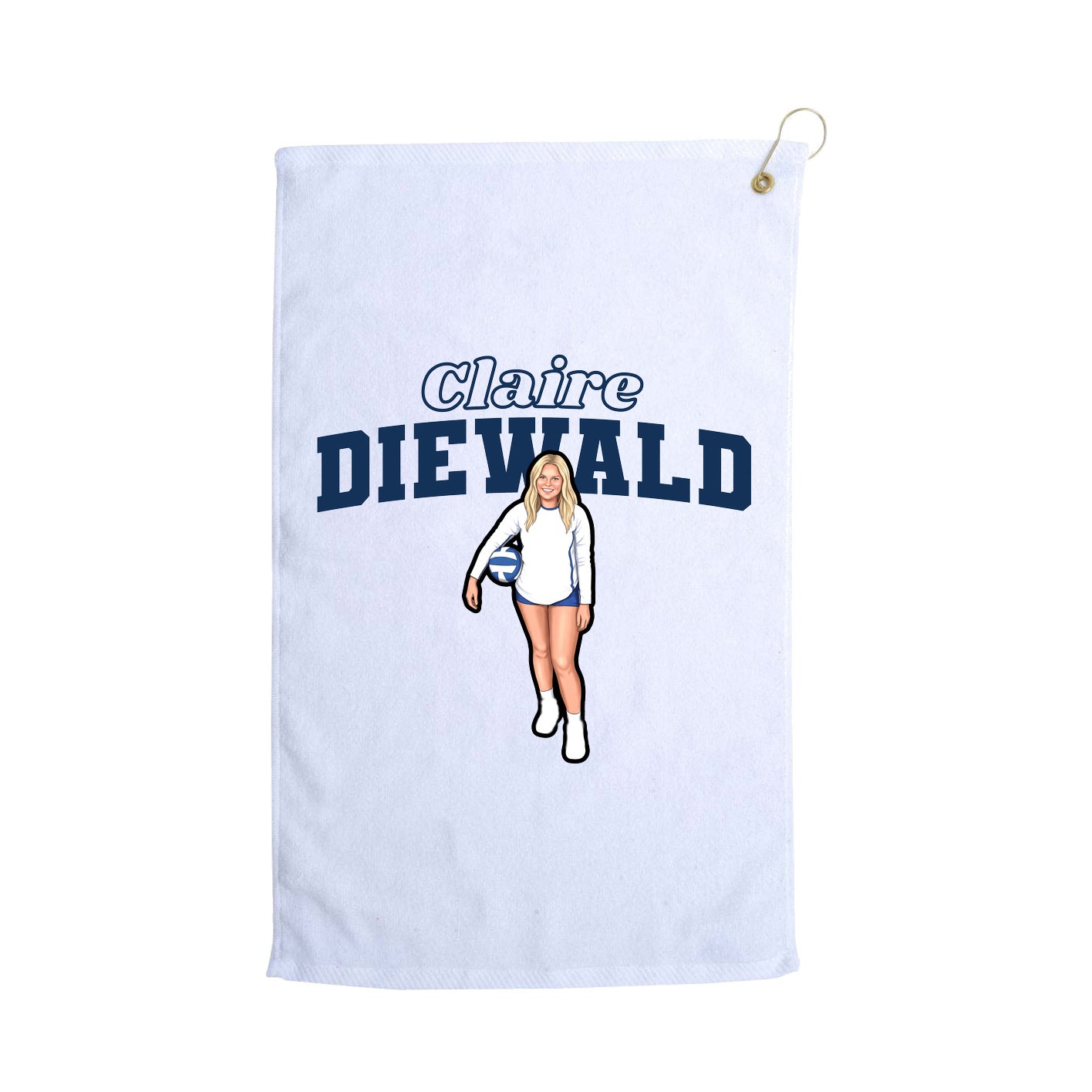 Golf Towel — Name Arch in White