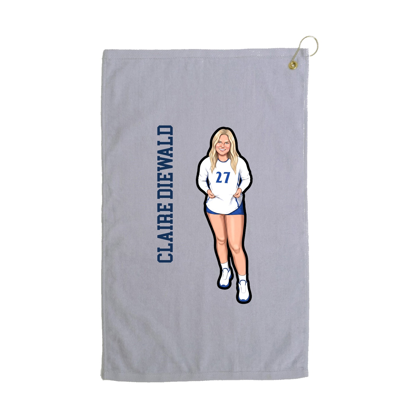 Golf Towel — Name Vertical in Grey